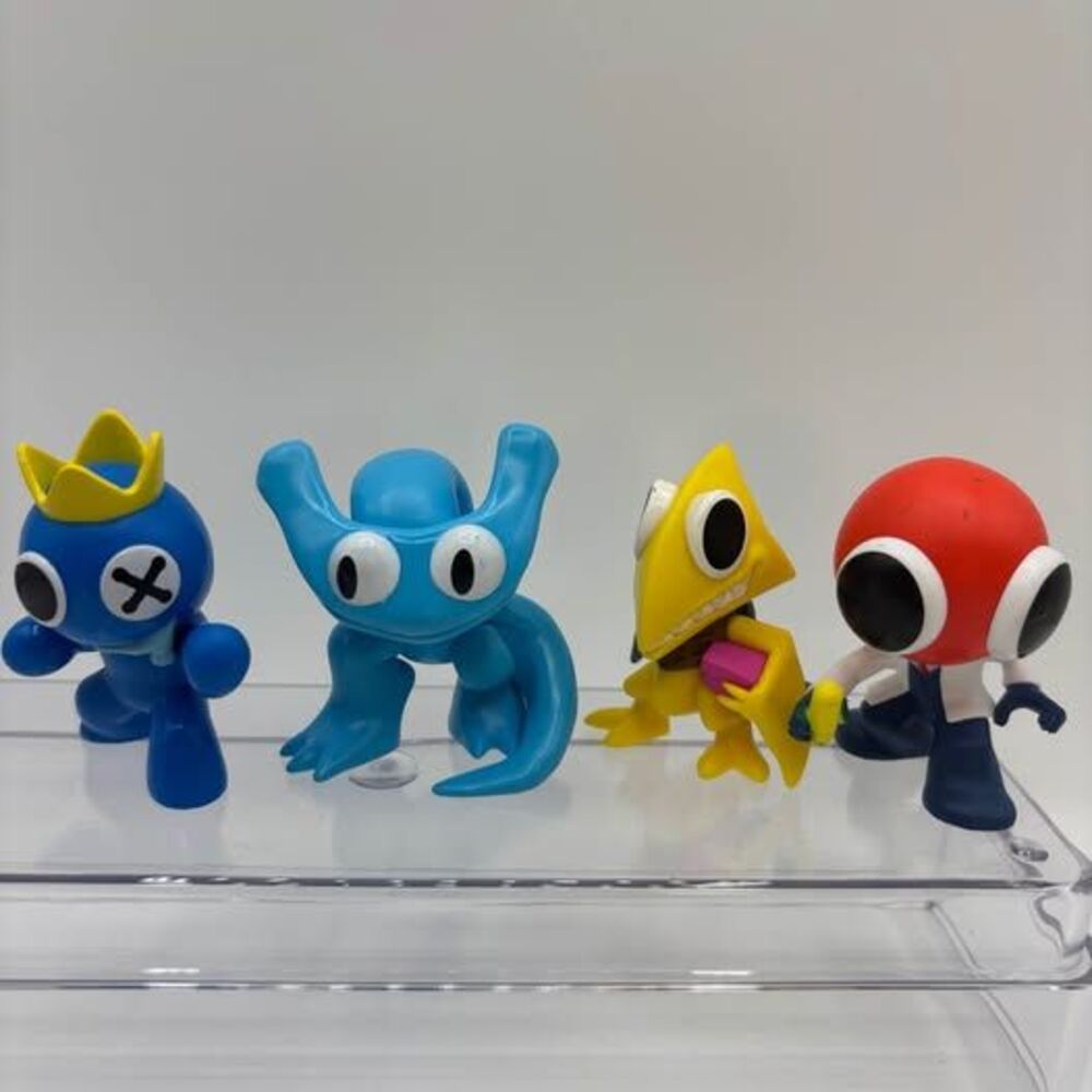 Lot Of 4 Rainbow Friends 2.5" Cyan Red Blue Yellow Roblox Phatmojo Figures